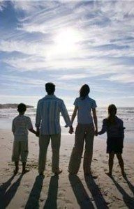 Familie på stranden